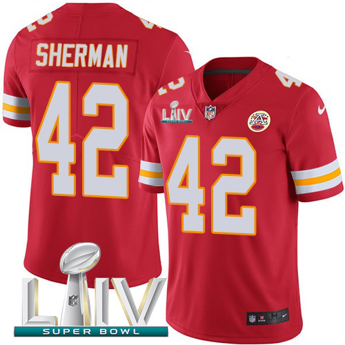 Kansas City Chiefs Nike #42 Anthony Sherman Red Super Bowl LIV 2020 Team Color Youth Stitched NFL Vapor Untouchable Limited Jersey